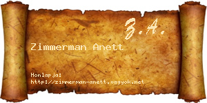 Zimmerman Anett névjegykártya